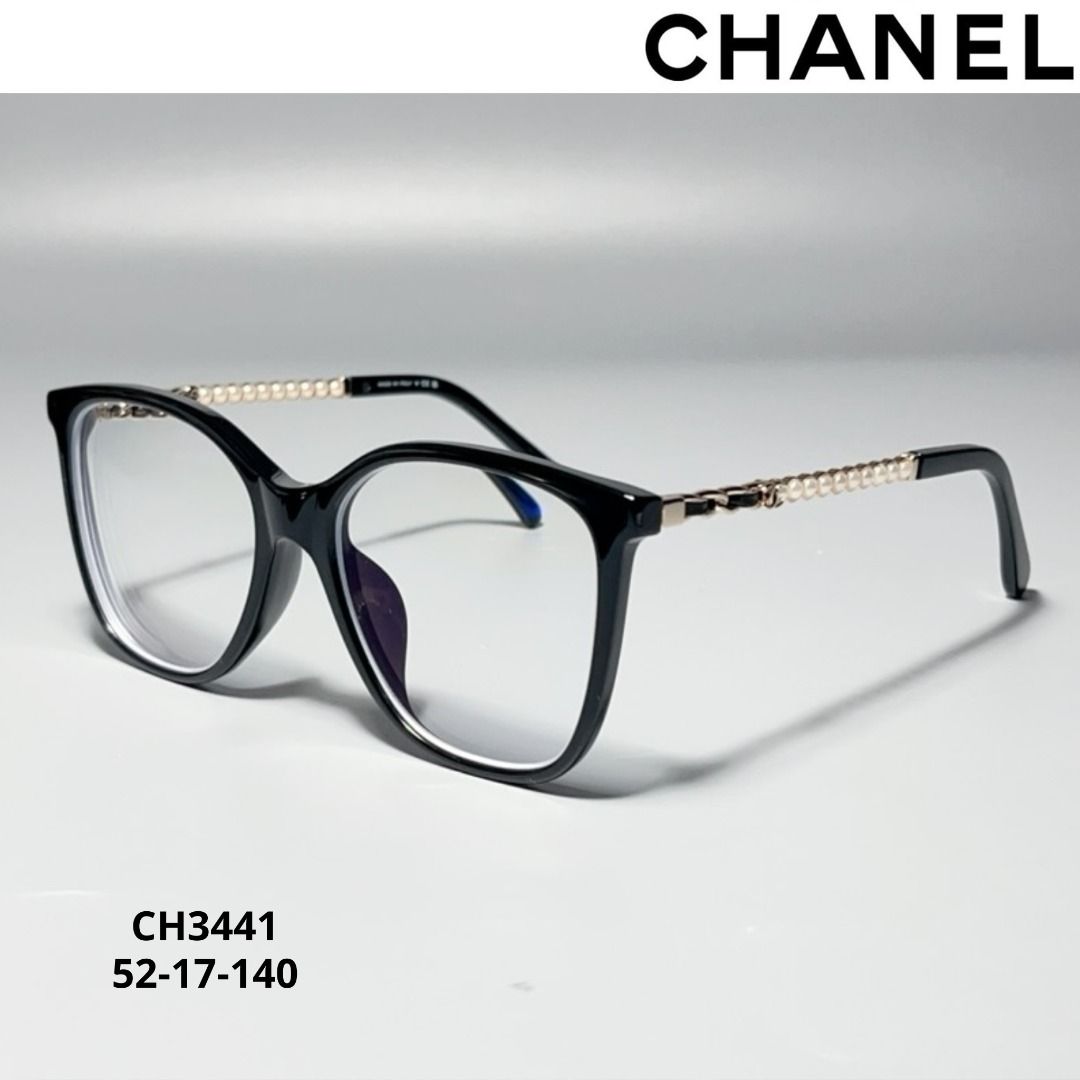Ready Stock) Chanel 3441 Acetate Square Glasses in Black 52-17