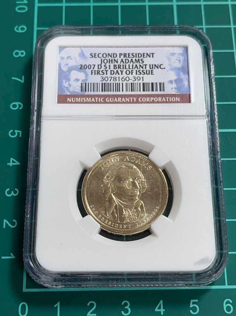 美洲美國2007年美國總統紀念幣約翰．亞當斯1美元錢幣-丹佛廠D記NGC鑑定幣、評級幣, 書籍、休閒與玩具, 收藏、紀念品, 錢幣、紙鈔在旋轉拍賣