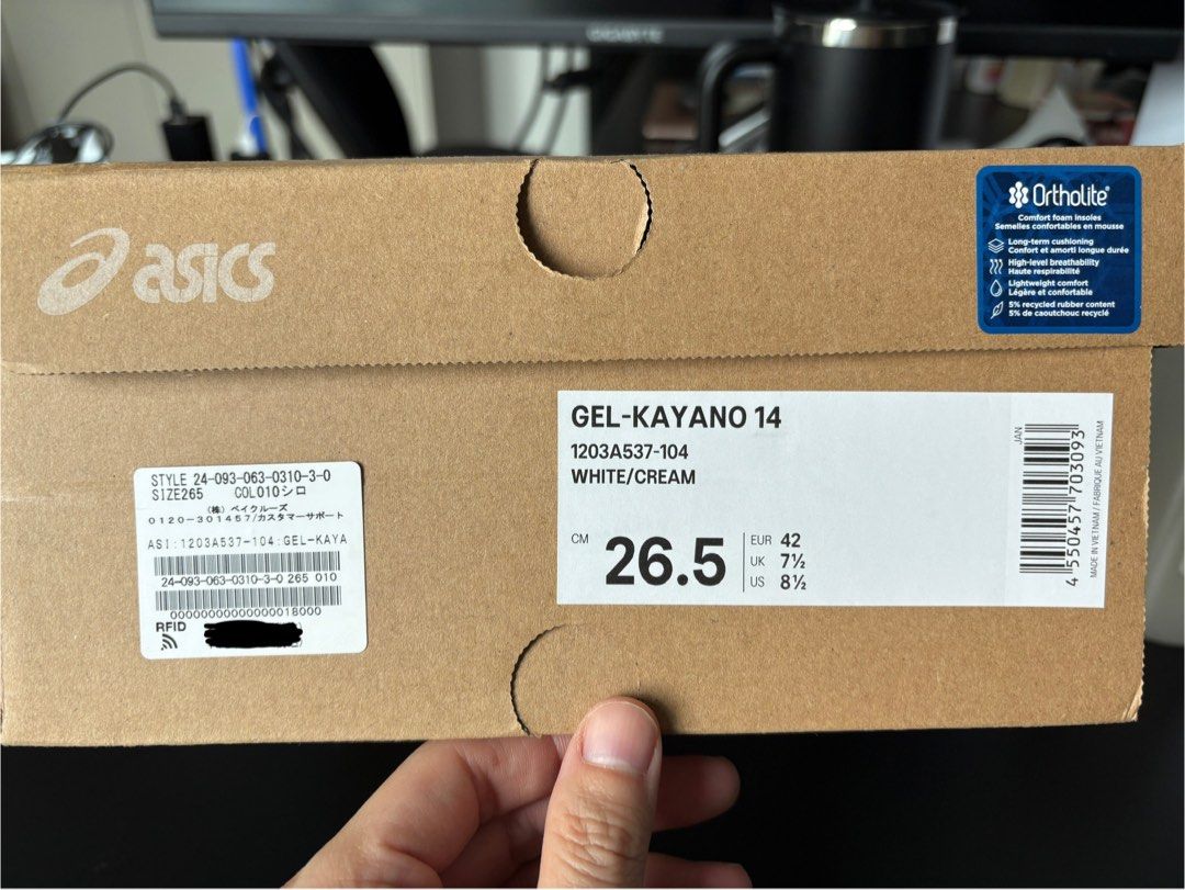 ASICS Gel-Kayano 14 (White/Cream) (Category: Sneakers) located in Singapore. Submitted by styc87 (Listing ID 1345943068, Image 2). Description: Purchased at KITH Tokyo, letting go due to lack of storage space. BNIB, with receipt. Small room for nego, DM me an offer, if the price is too low I will not reply. .