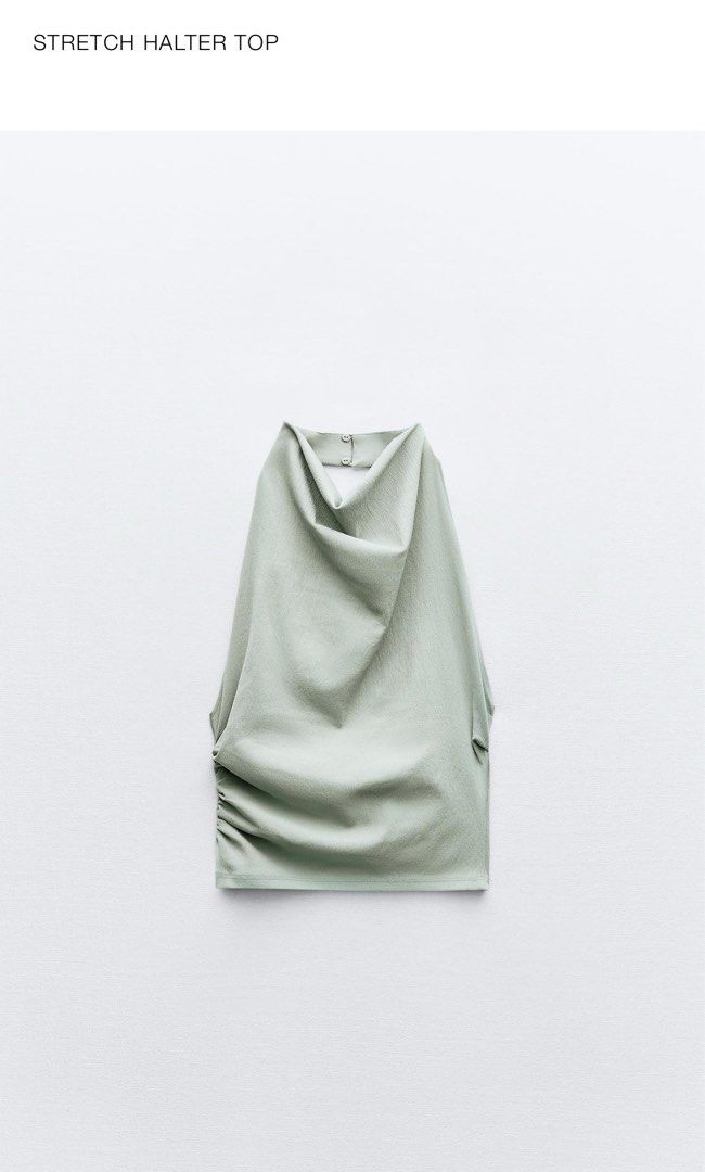 BRAND NEW: Zara halter top (Category: Sleeveless) located in Manila. Submitted by c.bella (Listing ID 1346056761, Image 1). Description: No flaws still with tag No haggling please Runs small so Large can fit medium.