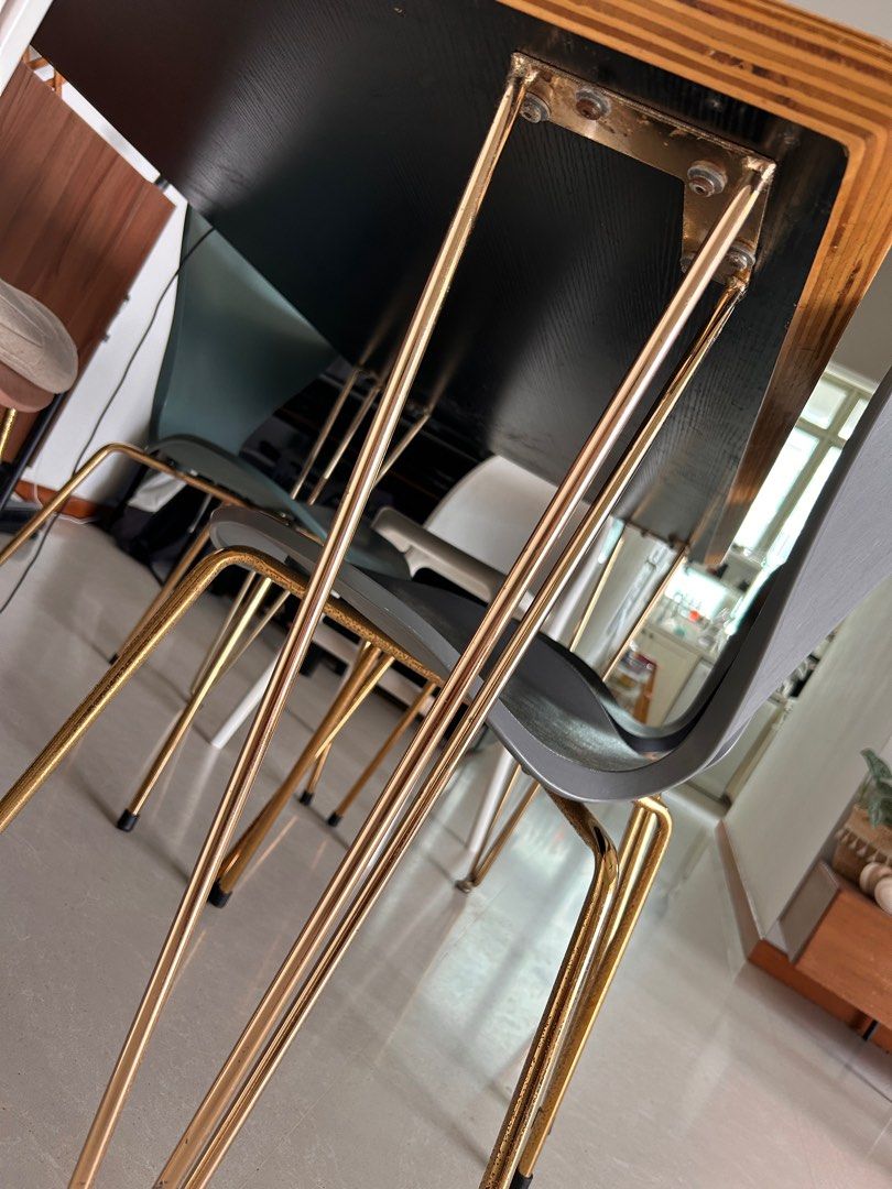 Dining Table (Category: Tables & Sets) located in Singapore. Submitted by poman86 (Listing ID 1345933404, Image 3). Description: solid wooden dining table + 4 chairs 140x80cm remark : ( surface with wooden pattern cover to protect it. it show in picture.. original is black color acrylic solid surface) you can remove the cover anytime. bought $799 3 years ago.