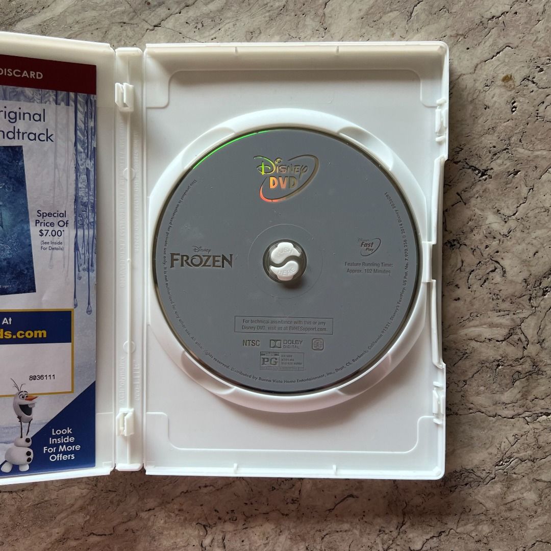 Disney Frozen DVD (Category: CDs & DVDs) located in Caloocan City. Submitted by cheescuh (Listing ID 1345949093, Image 2). Description: Disney Frozen DVD - price still negotiable RFS: decluttering MOP: GCash, Maya, bank transfer, COD MOD: Grab, Lalamove, J&T direct.