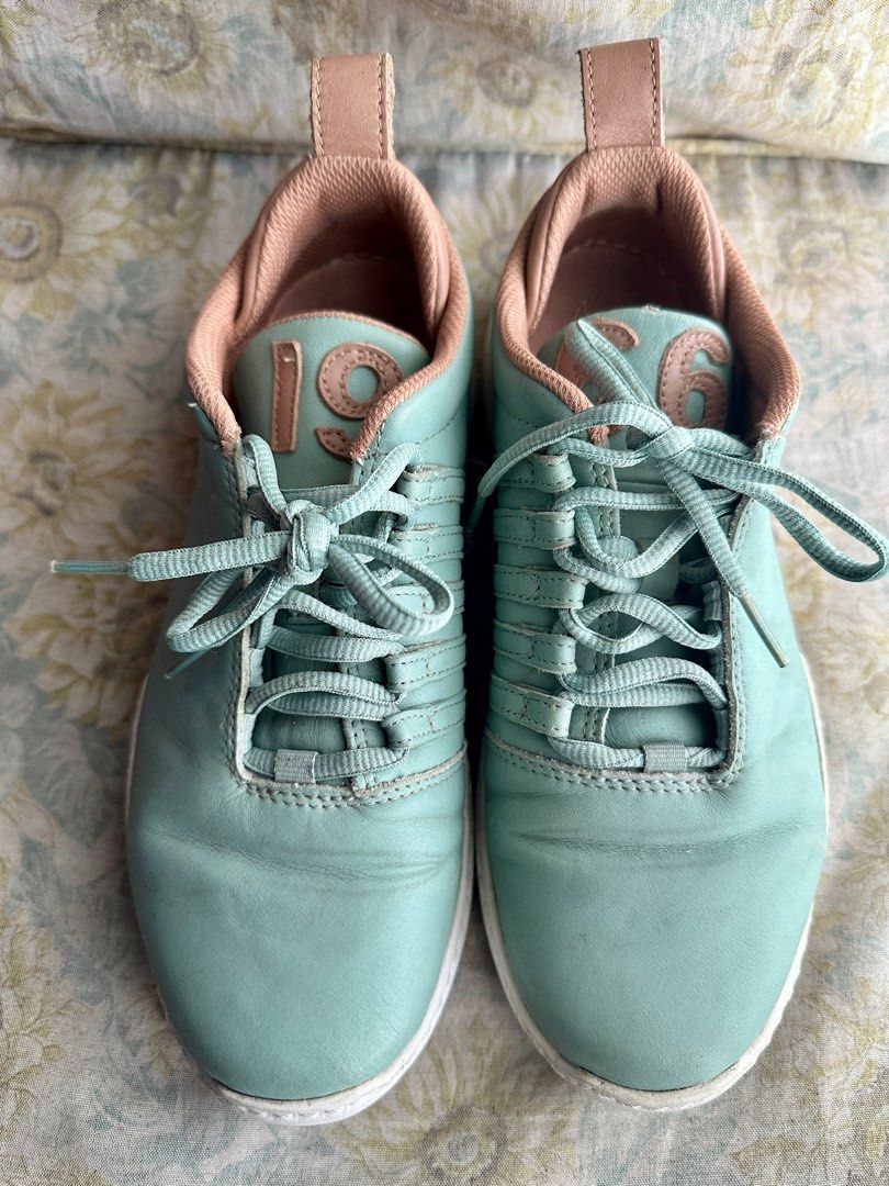 K Swiss (Category: Sneakers) located in Binangonan. Submitted by joizeeful (Listing ID 1346082542, Image 2). Description: Very seldom used Well Kept Genuine Leather Bought in Hong Kong K Swiss Outlet No flaw Mint Green Limited Edition K Swiss 1966 Refer to the picture for the exact size .