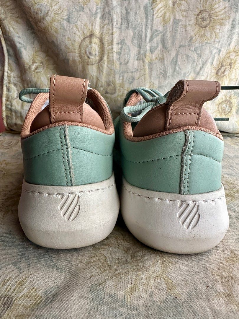 K Swiss (Category: Sneakers) located in Binangonan. Submitted by joizeeful (Listing ID 1346082542, Image 3). Description: Very seldom used Well Kept Genuine Leather Bought in Hong Kong K Swiss Outlet No flaw Mint Green Limited Edition K Swiss 1966 Refer to the picture for the exact size .