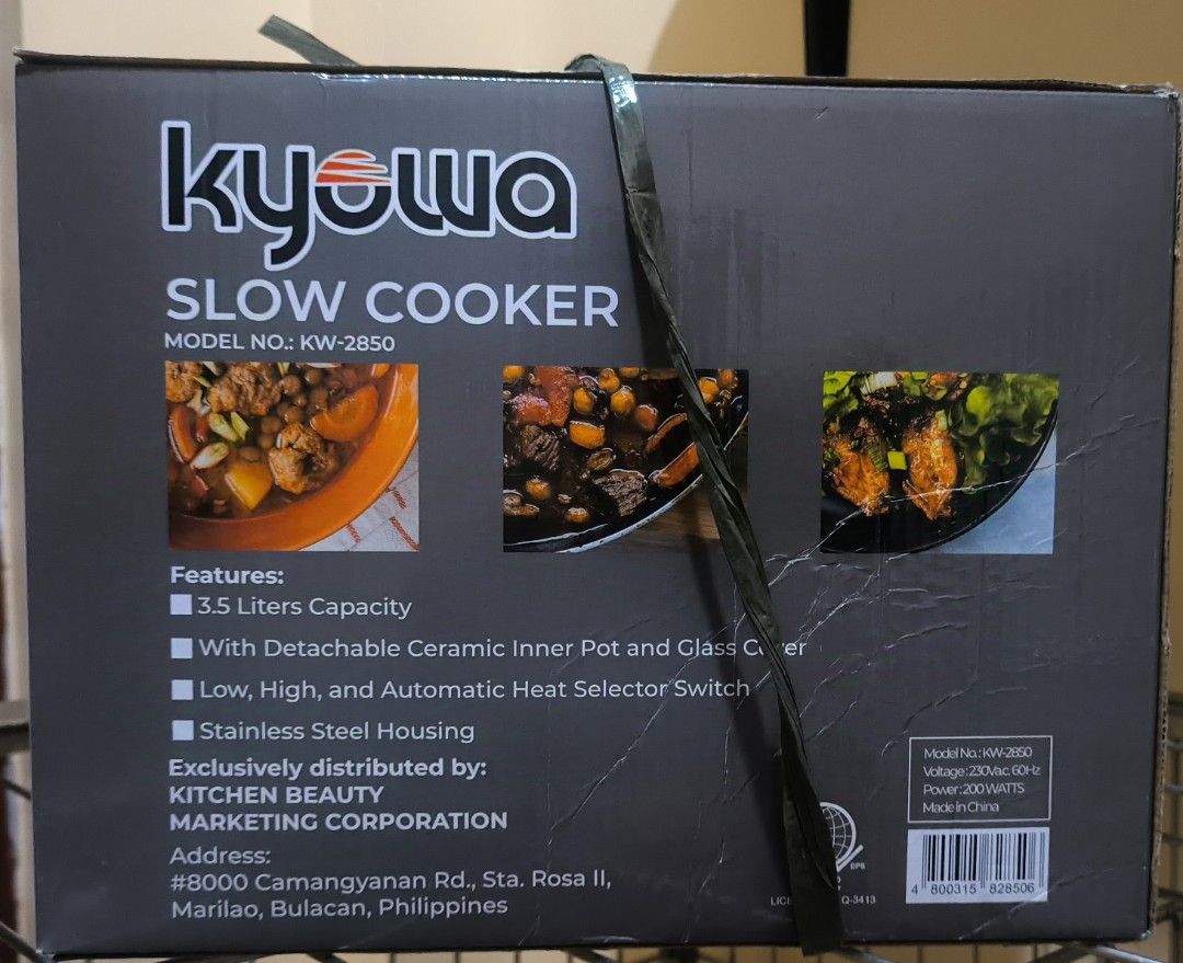 Kyowa Slow Cooker 3.5L (Category: Cookware & Accessories) located in Pateros City. Submitted by von282 (Listing ID 1345978804, Image 3). Description: Kyowa Slow Cooker 3.5L Model No. KW 2850 Condition : Brand New RFS : Won from Raffle prize / not needed.
