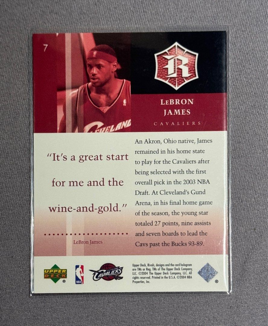 Lebron James 2004-2005 Upper Deck Rivals Box Set #7 Nba Card (Category: Raw Singles) located in Pila. Submitted by shift2. (Listing ID 1346030325, Image 2). Description: Cards are mint to nrmint Manage expectation for raw card Card with issue will be declared Shipping will be shouldered by the buyer Payment: Gcash/BPI Cards are negotiable just offer Payment first before shipping/ no rush shipping pls Cards are in Laguna.