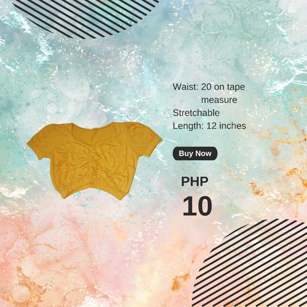 Mustard Yellow Crop Top (Category: Shirts) located in Caloocan City. Submitted by declutterpreneur (Listing ID 1346003454, Image 1). Description: .