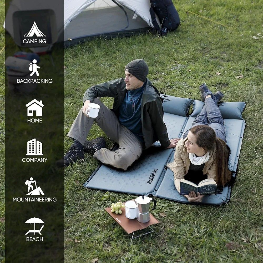 Naturehike Sleeping Pad with Pillow (Category: Hiking & Camping) located in Manila. Submitted by agustinnepomuceno (Listing ID 1346034226, Image 1). Description: Naturehike Self-Inflating Sleeping Pad with Pillow - Brand New Color: Graphite Blue Price: 1,395 PHP Condition: Brand New – Ultralight memory foam for comfort – Built-in pillow for added convenience – Fast inflation, no pump required – Compact and includes a storage bag – Perfect for out