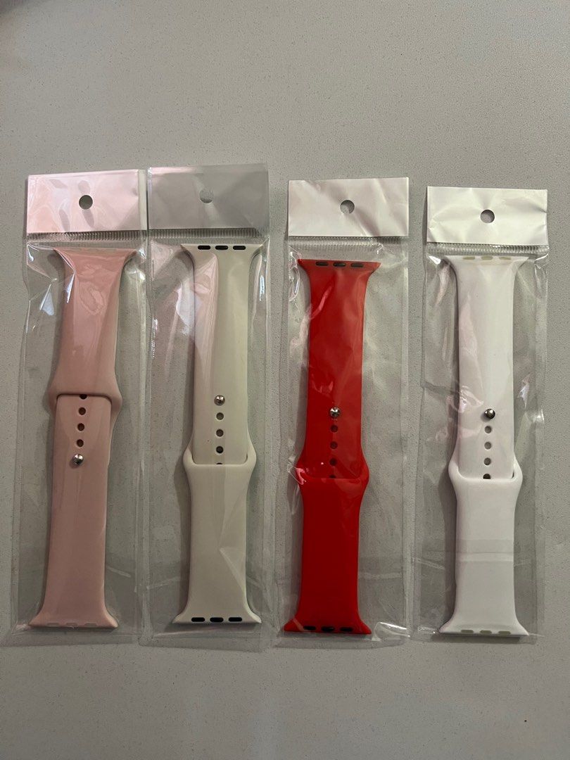 SmartWatch Straps, 42/44/45/49mm (Category: Wearables & Smart Watches) located in Makati City. Submitted by fraber_chie (Listing ID 1345918175, Image 2). Description: Php 150 ‼️ Bnew 🌻 Smart Watch Straps -for 42/44/45/49 mm ▶️ Php 150 -silicone ▶️ Php 180 - milanese (red) 📍Location: Poblacion, Makati City.