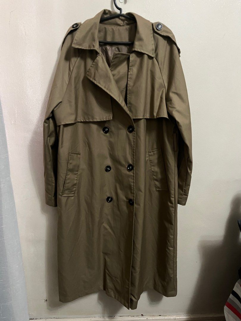 Trench Coat Korean (Category: Coats, Jackets and Outerwear) located in Valenzuela. Submitted by cheerios09 (Listing ID 1345975512, Image 2). Description: Bought in Korea 2023, tag removed Heavy, lined trench coat Good for size large-xl Bdo/gcash Shipping starts at 80 via ggx metro manila.