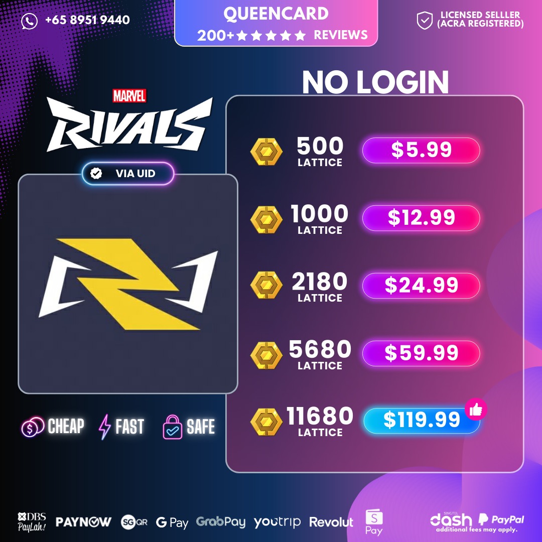 [UID] Marvel Rivals Top Up Service | CHEAP LATTICE GEMS DIAMONDS ...