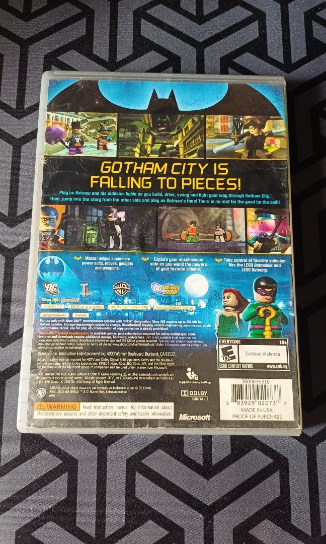 Xbox 360 Game - Lego Batman (Category: Xbox) located in San Fernando. Submitted by MVWares (Listing ID 1345941314, Image 2). Description: Only for Xbox 360 Console, US NTSC Region. Selling since my console no longer works..