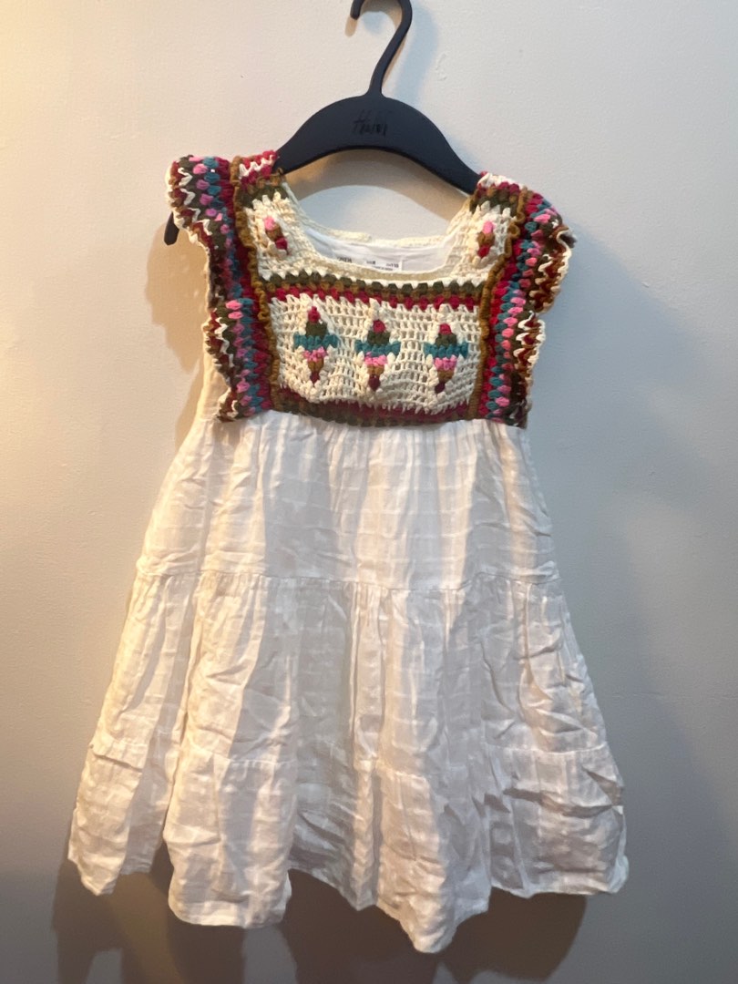 Robe En Crochet Gris Pour Petite Fille - Zara Enfants Taille 4 - Occasion Très Bon état