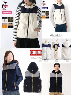 2025新品CHUMS成人保暖拼色刺繡連帽絨背心馬甲。輕盈鎖溫保暖，連帽款，有效保護頸部與頭部，帽上有索繩自由調節，可更好嘅貼合頭部，順滑拉鏈，兩個口袋亦附有拉鏈，防止物件跌出，胸前精緻刺繡，拉鏈拉頭亦採用撞色設計，顯得更時尚減齡64231699853697110