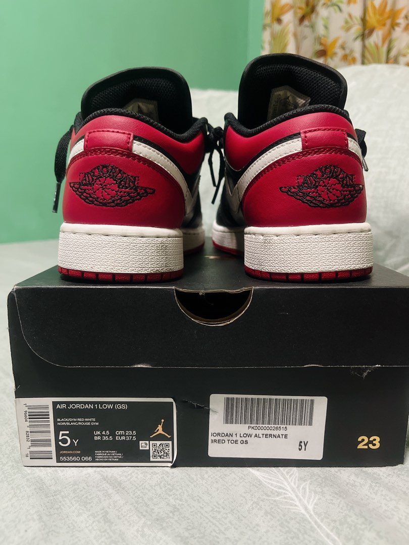 Air jordan 1 low alternate bred toe gs, Women's Fashion, Footwear ...
