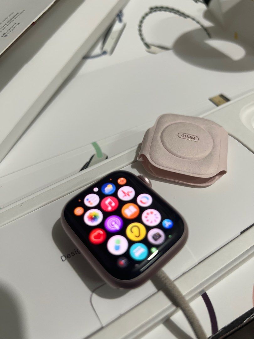 Apple watch Series 9, 41mm GPS (Category: Wearables & Smart Watches) located in Imus. Submitted by chierit (Listing ID 1346269062, Image 2). Description: All working no issues. Mint condition seldom used. Original charger with box. Extra - original starlight sportband worth 2.8k. Rfs - upgrade.