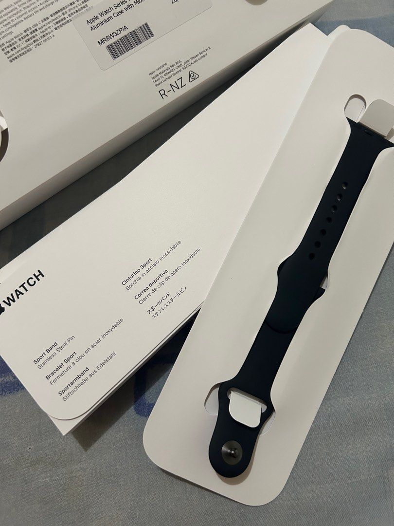 Authentic Apple Watch Sport Band Midnight (Category: Wearables & Smart Watches) located in Marikina City. Submitted by decluttering.matters (Listing ID 1346137692, Image 3). Description: Kasama ito sa Apple Watch which we bought from PowerMac Store. Used 1-2 times only. The size is S/M. Alanganin sa akin yung size kaya I bought a new one na lang with a larger size. Original price of Apple Watch Sport Band is P 2,990. Selling this for 2k only. Hal