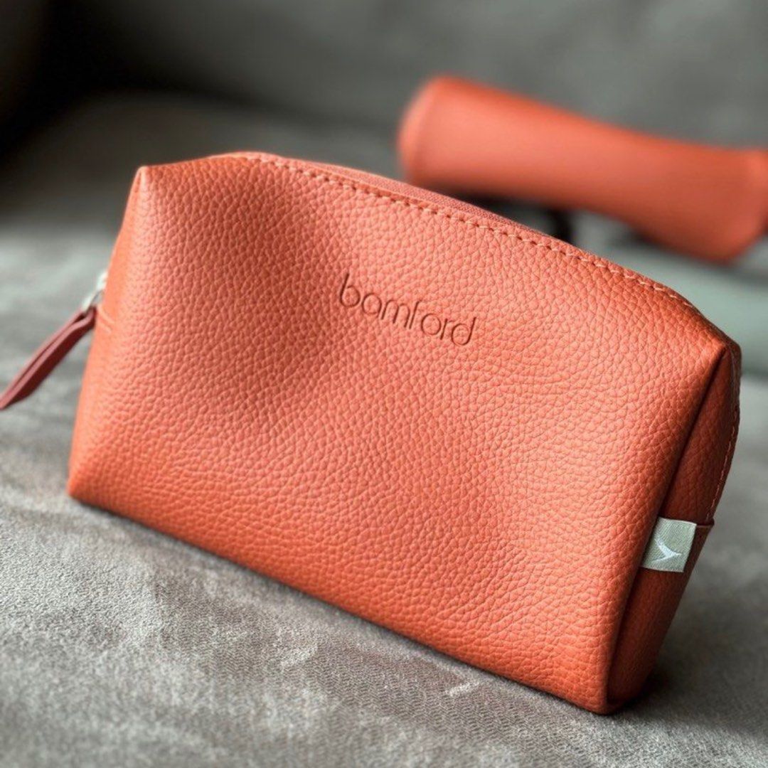 Bamford Amenity Kit (Orange) (Category: Luxury Bags & Wallets) located in Quezon City. Submitted by __J__ (Listing ID 1346114511, Image 2). Description: P650 for complete amenity kit P450 for bag with hand lotion and face mist only *Also available in gray color* Bamford x Cathay Pacific Business Class Amenity Bag “The premium British lifestyle brand, run by its founder Carole Bamford, has long been attuned to sustainability and nature, from the r