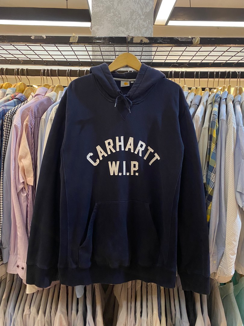 CARHARTT WIP USS Script Hoodie, Fesyen Pria, Pakaian , Baju Luaran di ...