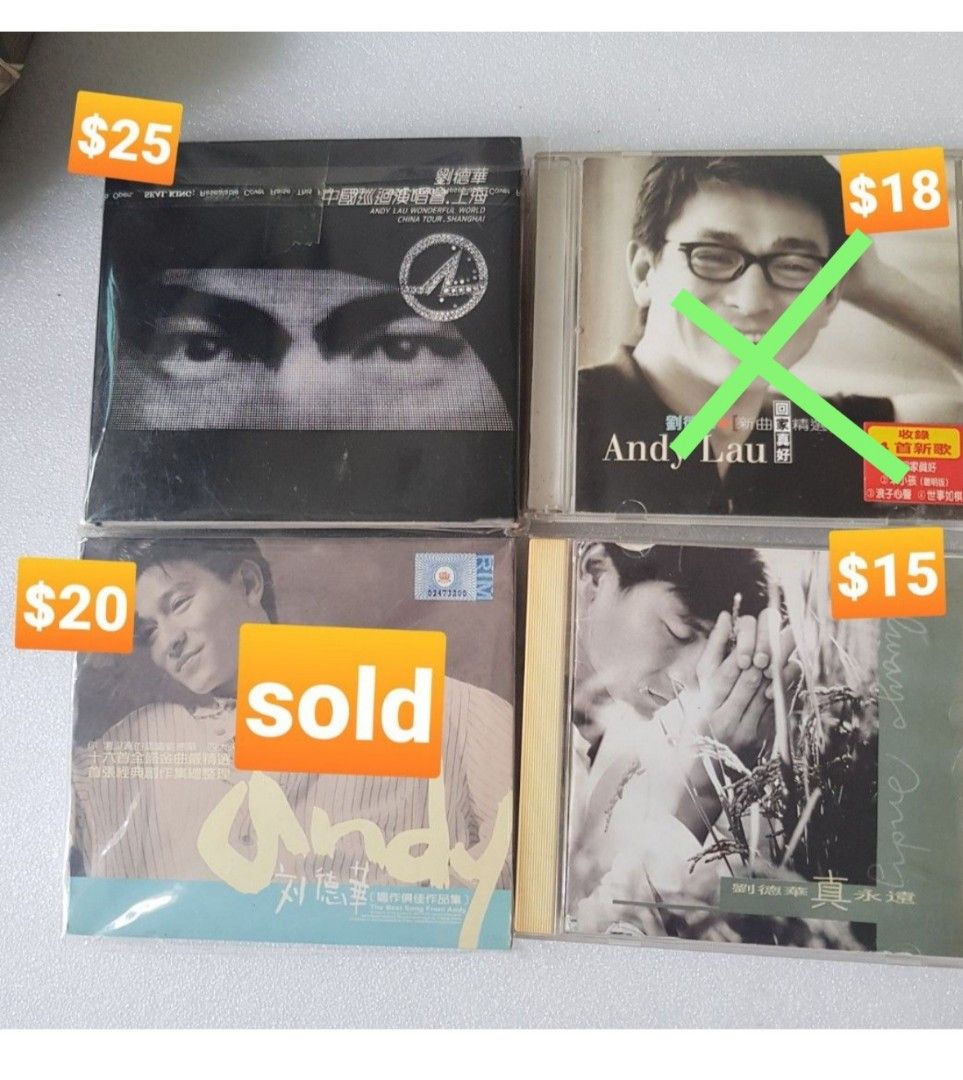 Cd 刘德华 andy lau 1)$25 2cd+vcd 中国上海巡回演唱会 2)$20 唱