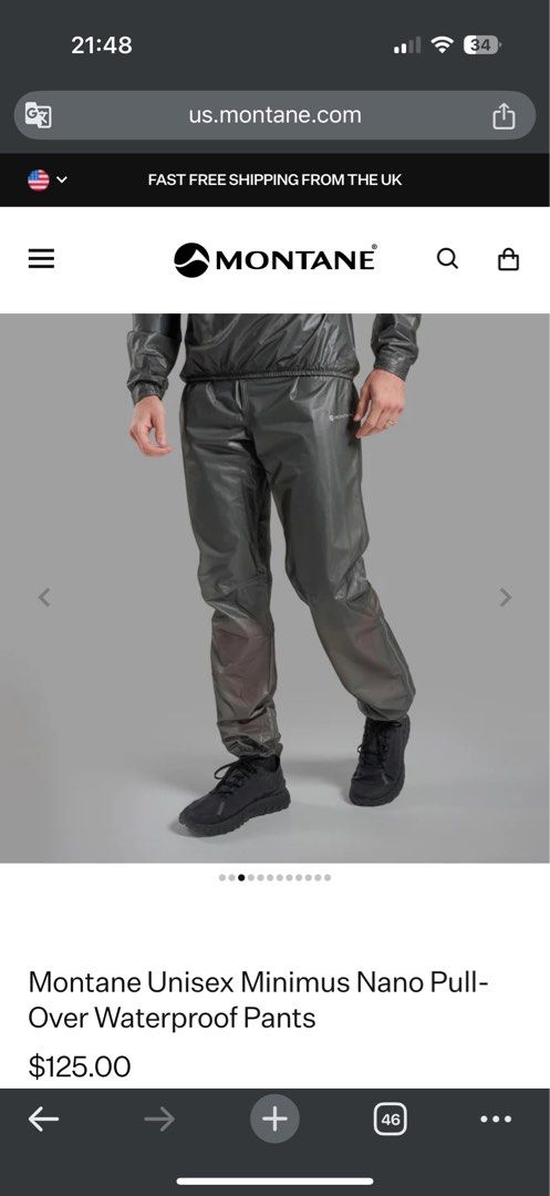 Montane Unisex Minimus Nano Pull Over Waterproof Pants Carousell