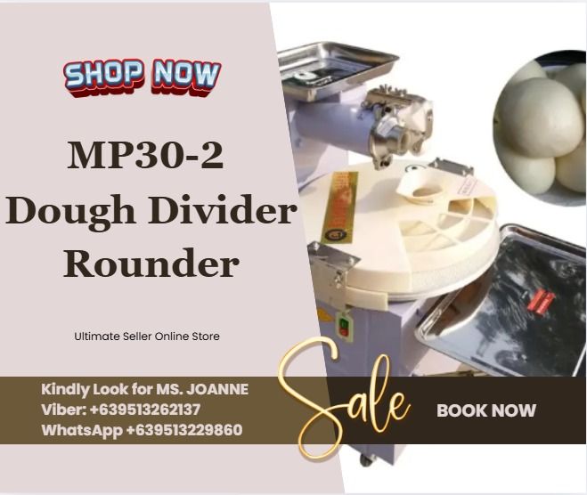 MP30-2 dough divider rounder (Category: Bakeware) located in Caloocan City. Submitted by annedacey222680 (Listing ID 1346154575, Image 1). Description: Power: 1500w Voltage: 220v/380v Size: 560*620*970mm Net weight:125kg Production: 60pcs/min Dough weight: 45-180g 💰Terms Of Payment: 💰50% Security Deposit for processing of unit✔️ 💰50% Cash Upon Delivery or pick up Along PasigArea✔️ Shipping fee shoulder to the client ... ▶️ NOTE: Pre-order basi