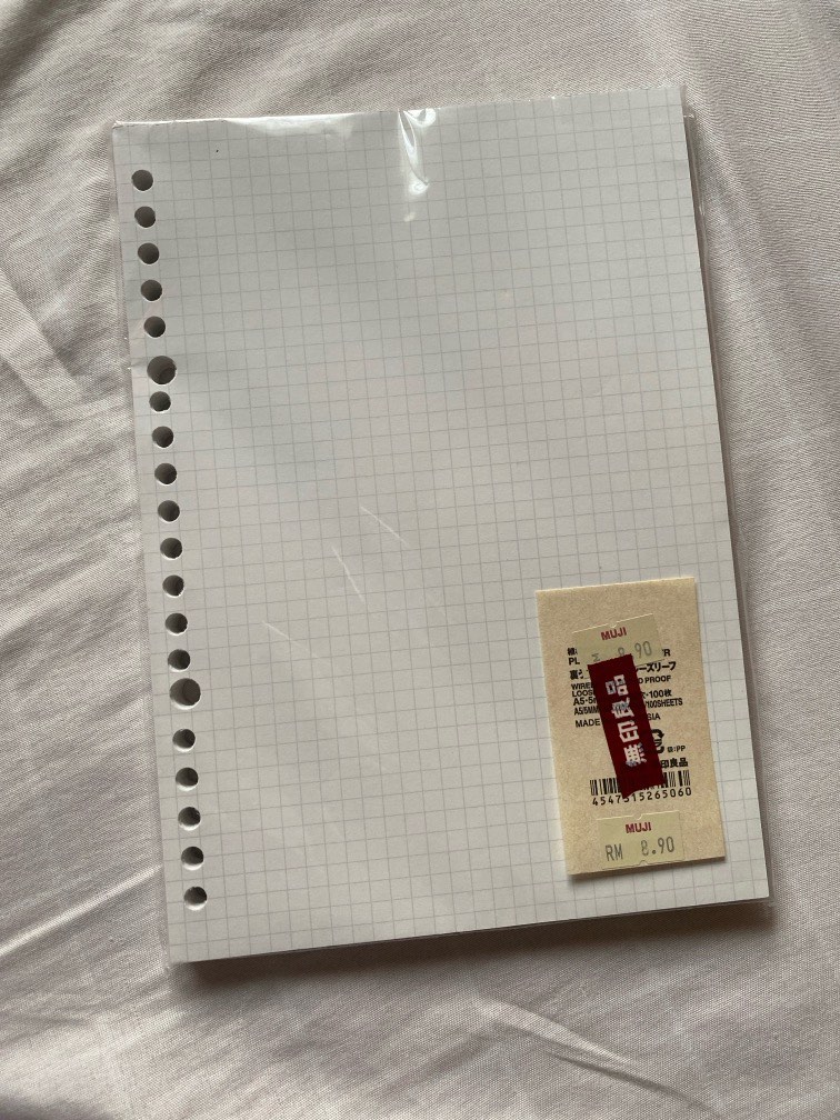Muji loose leaf grid paper 100 sheets, Hobbies & Toys, Stationery ...
