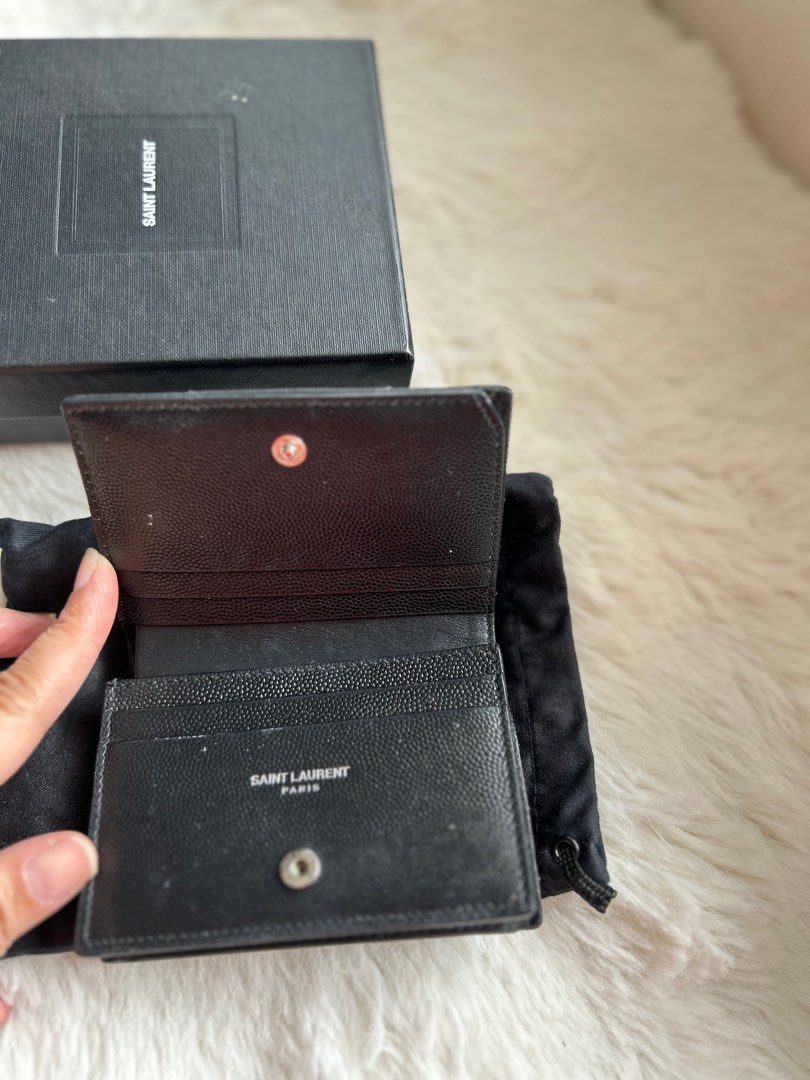 Preloved & Authentic YSL bifold compact wallet (Category: Luxury Bags & Wallets) located in Pasay City. Submitted by georgiaetc (Listing ID 1346134236, Image 2). Description: Used 3x only Black ghw Complete with box Cardholder/wallet .