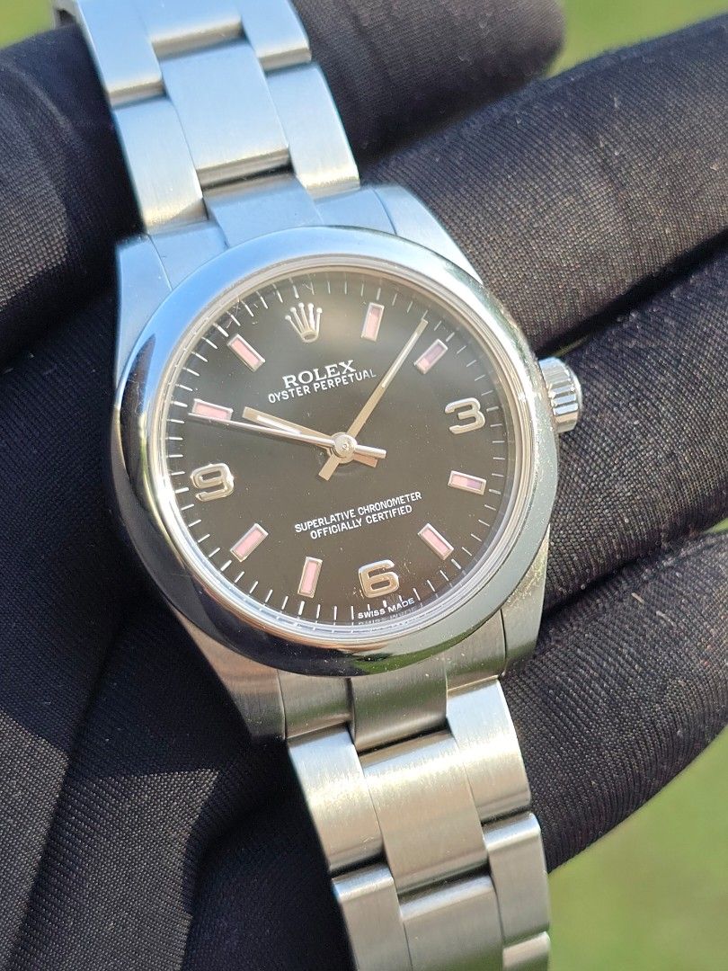 [RARE!] ROLEX OYSTER PERPETUAL 31 177200 31MM LADIES BLACK PINK DIAL! (Category: Watches) located in Singapore. Submitted by rollieinthedeep (Listing ID 1346204406, Image 3). Description: >MORE THAN 1000 Genuine real person reviews on Carousell! ⭐⭐⭐⭐⭐ Our one and only sales platform, no others! >>AUTHENTICITY GUARANTEE w Singpass verification✅ BUY w peace of mind today! >>>PRICE FIRM (Non Nego) LOWEST PRICE GUARANTEE @ Point of Sale! * [RARE!] RO