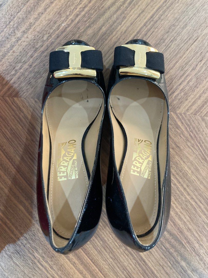 Salvatore Ferragamo Vara Bow Pumps (Category: Heels) located in Malabon City. Submitted by chieo77 (Listing ID 1346171633, Image 2). Description: Salvatore Ferragamo Vara Bow Pump Midnight Blue Ribbon Flats Slightly Used, with Box Size 37 Php20k Ladies & Gents, this is original and owned personally so it’s well taken care :).