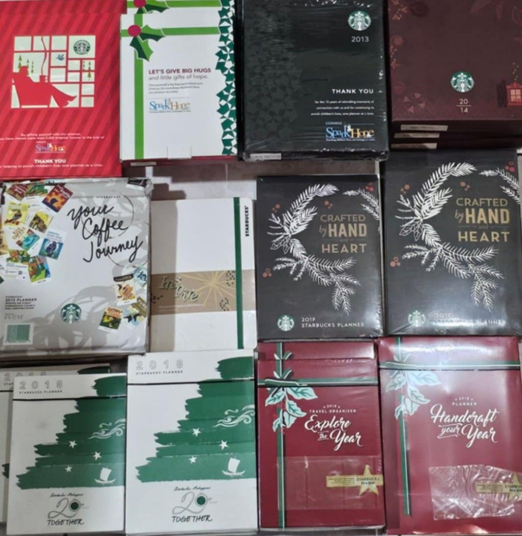 Starbucks planners (2011 to 2019) (Category: Stationery & School Supplies) located in Quezon City. Submitted by TheHappyTone (Listing ID 1346109491, Image 1). Description: Selling Starbucks planners 2011 to 2019 All are NEW and unused. Most are SEALED. PM for more details. PhP700 per piece. Discount will be given to bulk buyers..