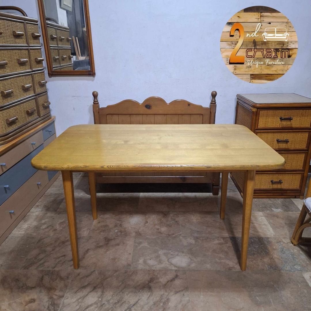 2nd hand natural ash wood 6 seater dining table, Furniture & Home ...
