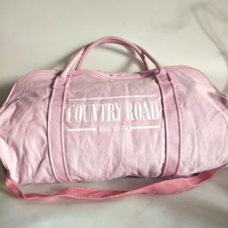 日本 COUNTRY ROAD 淺粉紅色帆布 手挽 斜咩 旅行袋64181514089601110