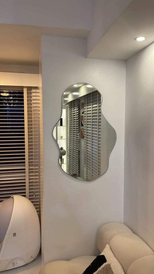AESTHETIC WALL MIRROR (Category: Mirrors) located in Manila. Submitted by LUMINOSAPH (Listing ID 1346473789, Image 2). Description: 2x3 FEET ABSTRACT MIRRORS by LUMINOSA PH ELEVATE YOUR ROOM AESTHETICS WITH NORDIC MIRRORS ✨ ✅ OPEN FOR CUSTOMIZED MIRRORS ✅ OPEN FOR INSTALLATION • Copper-free • 6mm thick • Framed or frameless • No waves/no distortions • SuperB quality 💯 · Delivery via Lalamove/Grab or pick up (buyer’s expense) · Payment first (Gca
