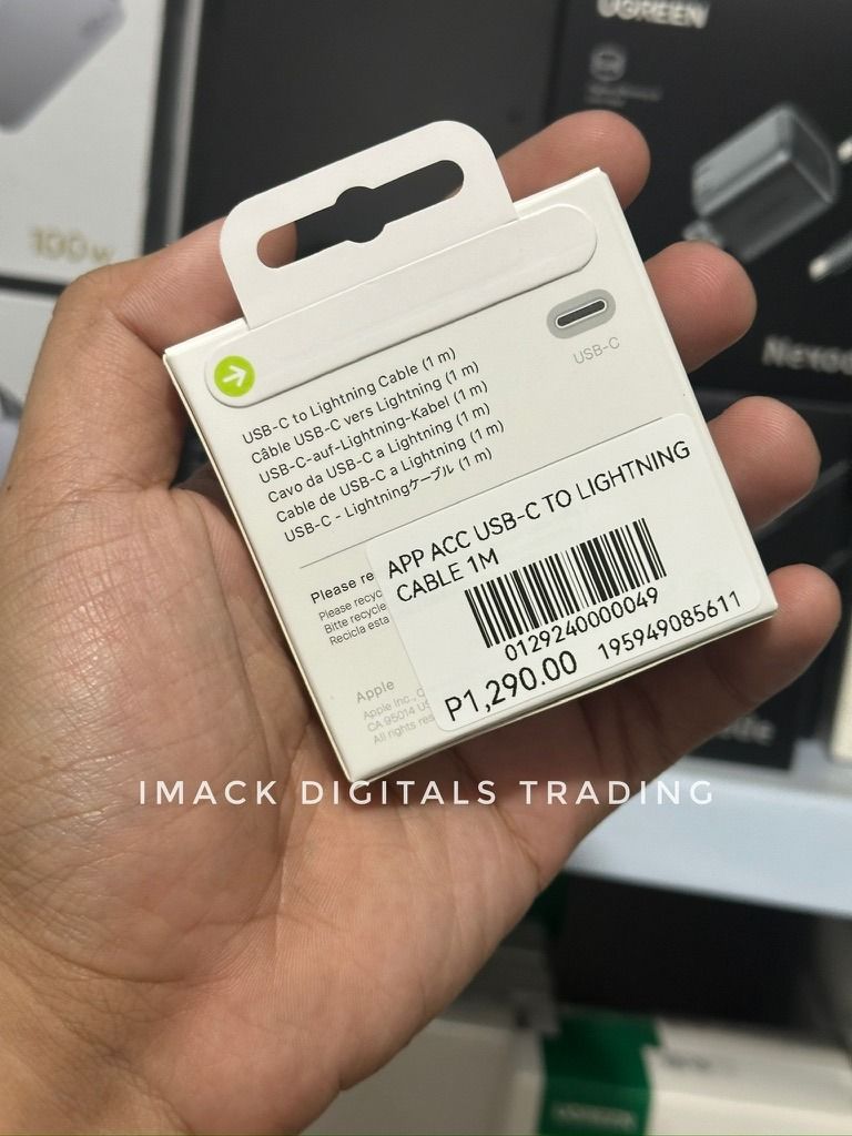 APPLE USB-C TO LIGHTNING CABLE ( IPHONE TYPE C TO LIGHTNING CABLE ) 1M OR 2M (Category: Chargers & Cables) located in Taguig. Submitted by imackdigitalstrading (Listing ID 1346340518, Image 3). Description: 100% ORIGINAL - Serial number printed on the box matches the serial on the actual adapter - Apple Inc Manufacturer 7 Days replacement 1 Year warranty.