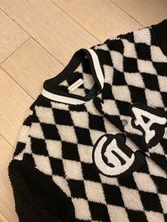 Free sf 黑白格仔絨毛粒棒球褸外套 冬季大衣64234319947649110