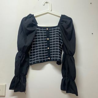 黑色長袖斜肩上衣629748238837791127