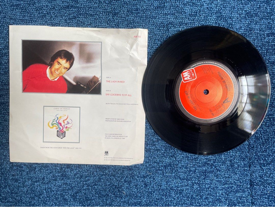 Chris De Burgh Lady in Red Vinyl (Category: Portable Audio Accessories) located in Naic. Submitted by avin_pamplina (Listing ID 1346353829, Image 1). Description: Disc is like brand new. 1986 lady in red AM 331 45 RPM .