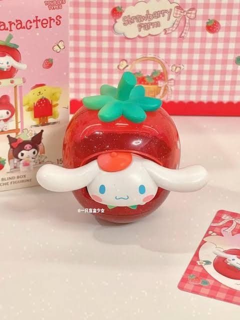 CINNAMOROLL Sanrio Strawberry blind box (Category: Designer & Blind Box Toys) located in Caloocan City. Submitted by endreyep (Listing ID 1346471793, Image 1). Description: CINNAMOROLL Sanrio Strawberry blind box from Miniso SRP is 499 (i think 🤣) Complete inclusions, like new. In-open ko lang then stored. WITH FREE Cinnamoroll figure from a blind capsule. Rsf: The box was heavy, I thought it was the Twins, I want the twins 😭.