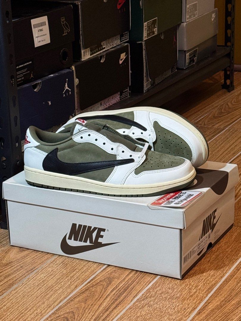 Jordan 1 Low OG Travis Scott Medium Olive (Category: Sneakers) located in Mandaluyong City. Submitted by dripunltd (Listing ID 1346373202, Image 1). Description: Jordan 1 Low OG Travis Scott Medium Olive Size 10.5 Brand New 31,000.