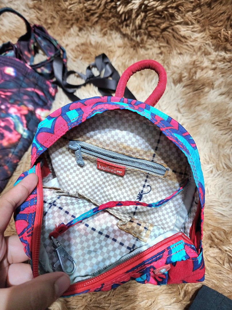 Kipling mini backpack convertible (Category: Backpacks) located in Bayombong. Submitted by nica7 (Listing ID 1346356759, Image 2). Description: original barely used na stock lng , good condition flaw nawala kasi ung straps pang backpack pwede siya pa crossbody ,with free replacement strap color dark gray.