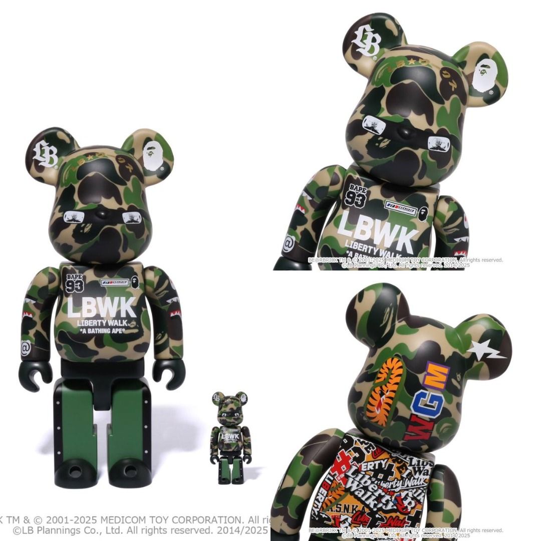 Liberty Walk x Bape Bearbrick 400% + 100%, Hobbies & Toys
