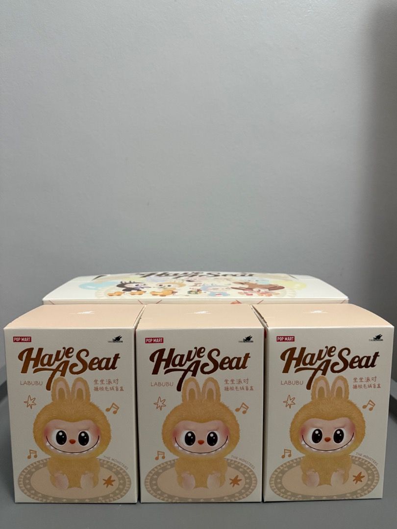 POPMART Labubu Have A Seat (Category: Designer & Blind Box Toys) located in Paranaque City. Submitted by katl0 (Listing ID 1346449579, Image 2). Description: BRAND NEW and SEALED Bought from the POPMART store in Taiwan on Dec. 31, 2024. Priced at PHP 2,000 per box.