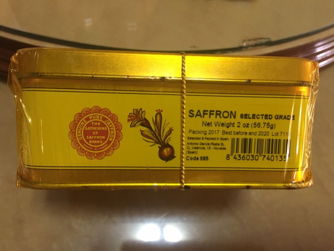 Saffron - The Gathering of Saffron 2oz (Category: Spice & Seasoning) located in San Juan City. Submitted by dquad.dquad (Listing ID 1346356436, Image 3). Description: Saffron - The Gathering of Saffron 2oz Selected and Packed in Spain Genuine Pure Saffron Tin can is still sealed. Note - Best before end of 2020. Saffron doesn't necessarily "spoil" like perishable food. Instead, it may loses its potency, aroma, flavor, and color over time. Php 4,00