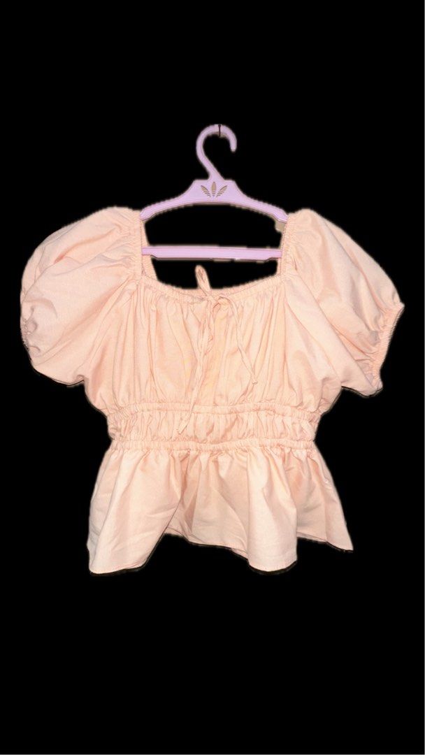 Salmon Pink Peplum Puff Sleeve top (Category: Blouses) located in Quezon City. Submitted by gnvc00 (Listing ID 1346430075, Image 2). Description: BRAND NEW! PLUS SIZE Bust: 34-46 inches Waist: 26-46 inches Armpit: 14 inches Arm Hole: 12-20 inches Sleeve Length: 9 inches Length: 20 inches.