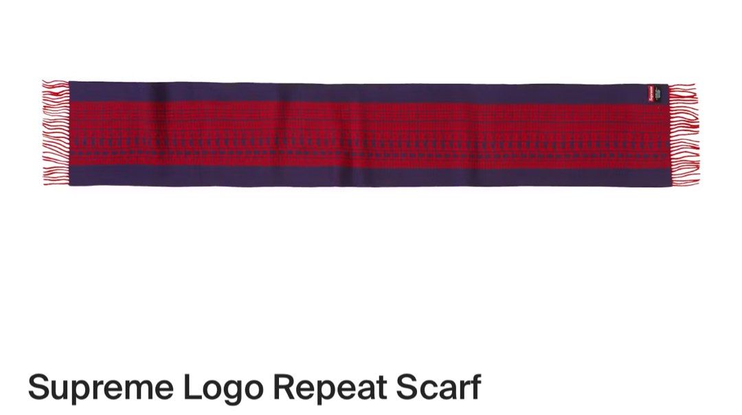 Supreme FW18 Logo Repeat Scarf 頸巾(99% New), 男裝, 外套及戶外衣服- Carousell