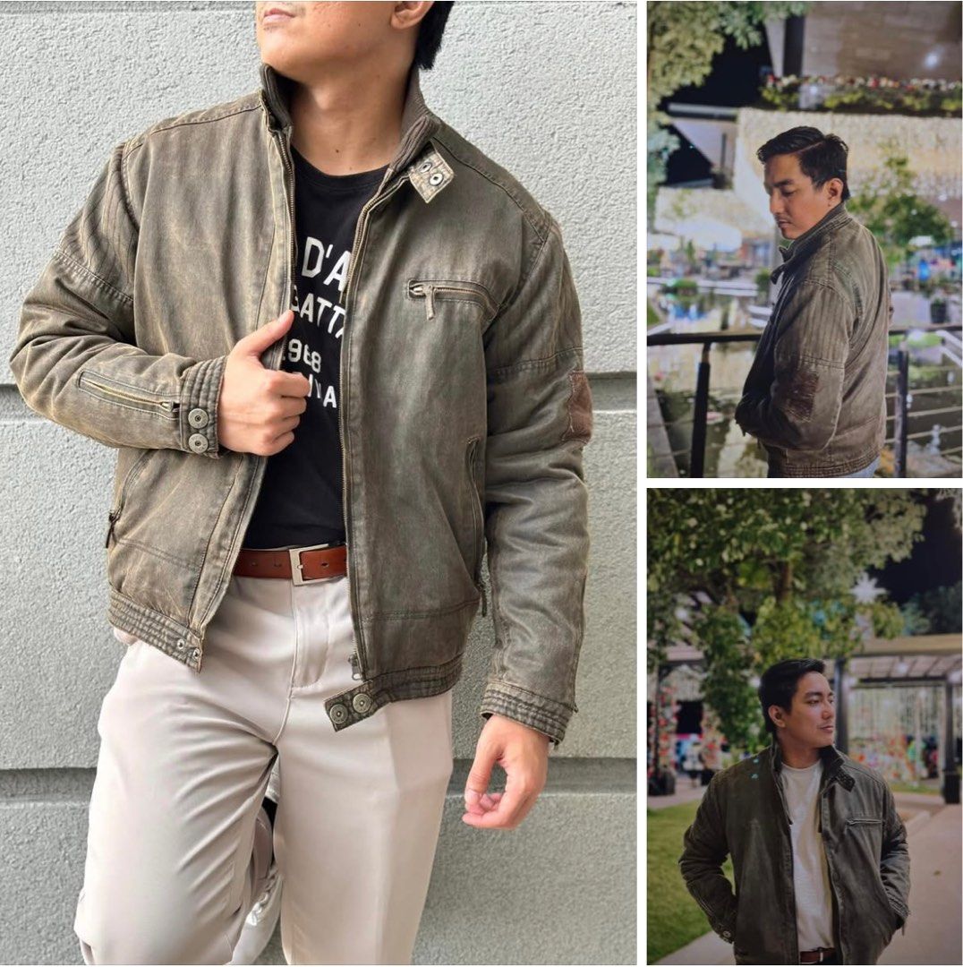 Take All for ₱1,000 (Category: Coats, Jackets and Outerwear) located in Las Pinas. Submitted by sirenwaveph (Listing ID 1346453665, Image 2). Description: REPRICED! New Year Sale! TAKE ALL 1️⃣ Vintage Jack & Jones Bomber/Winter Jacket (L-XL) ⚫️ Condition: Excellent (Faded Blue, Vintage Style) ⚫️ Size: L-XL (Oversized Fit) ⚫️ Dimensions: Shoulder: 25” | Chest: 28” | Length: 30” 2️⃣ Imported Vintage Suede Biker Jacket (Medium) ⚫️ Condition: Excelle