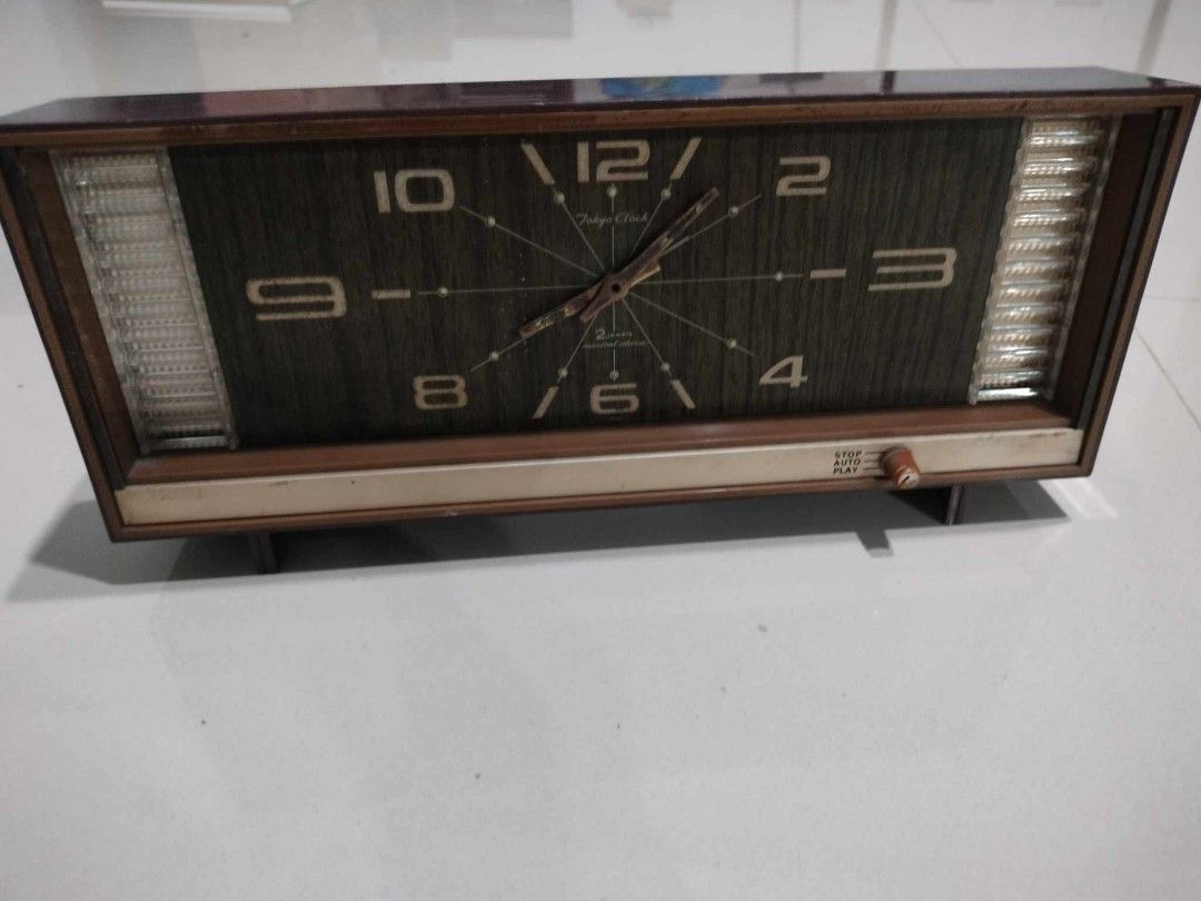 Vintage Tokyo Clock mechanical musical alarm clock WORKING PHP900. (Category: Clocks) located in Manila. Submitted by abeatrice77985 (Listing ID 1346436252, Image 1). Description: Vintage Tokyo Clock mechanical musical alarm clock WORKING ISSUE: NO GLASS COVER PHP900..