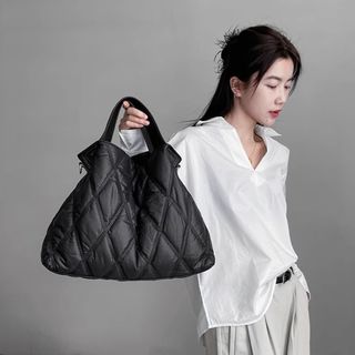 High-颜值 Lazy Style Tote Bag 💕 2025 Autumn/Winter New Casual Quilted Large Capacity Commuter Crossbody Women's Bag64222391070723110