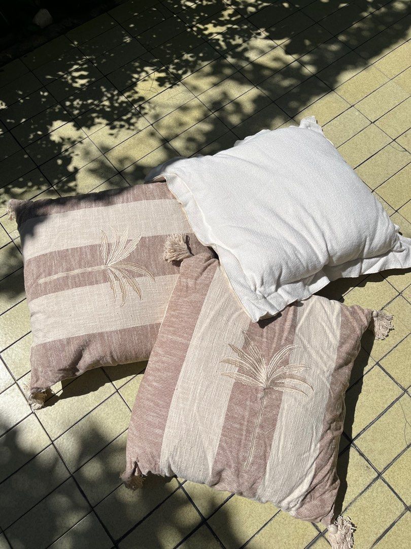 3 massive throw pillows (Category: Cushions & Throws) located in Pasig City. Submitted by baulukay (Listing ID 1395781276, Image 1). Description: selling as set 3 massive throw pillows, great for floor lounging or a big sofa. super fluffy and comfy. purchased for shoot and used once for a pic. 2ft x 2ft anko crate and barrel west elm pottery barn h&m home ikea zara home.